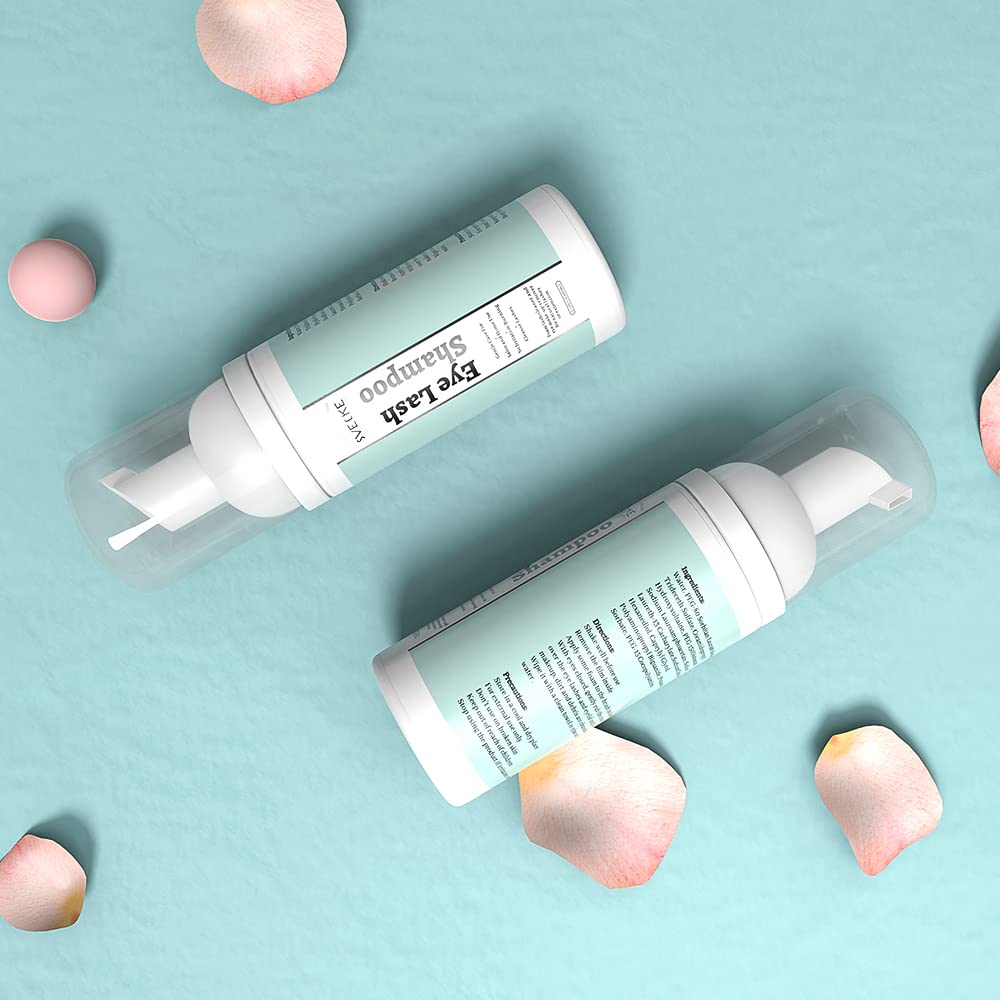 Eyelash Shampoo for Lash Extensions Kit, Prolong Lash Cleanser with Brush, Safe Eyelid Cleaner for Salon Home Use 2 fl.oz