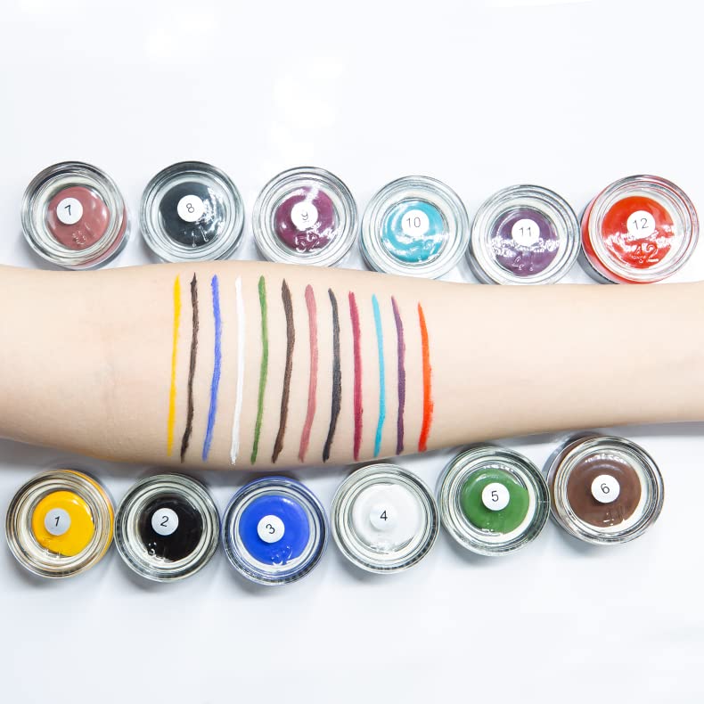 Erinde Waterproof Gel Eyeliner, Long Lasting Cream Eyeliner Gel Pot, Halloween High-Intensity Pigments Smudge-Proof Eye Liner Makeup, Water-Resistant Eyeliner with 2PCS Brushes 09# Wine Red