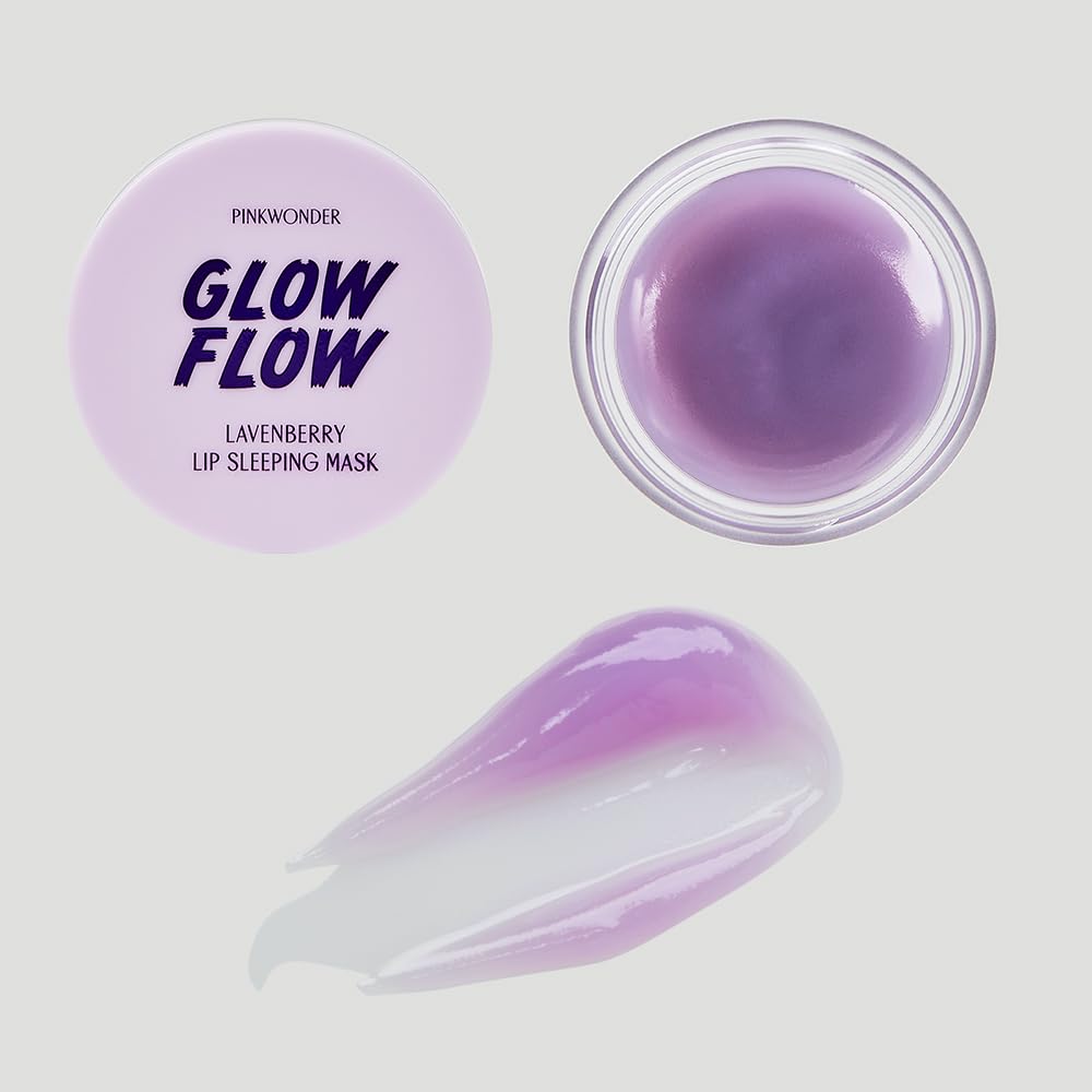 GLOWFLOW Lavenberry Lip Sleeping Mask, Moisturizing Lip Care for Dry and Chapped Lips, Fresh Grape Flavor Lip Balm, Nourishing Lip Care