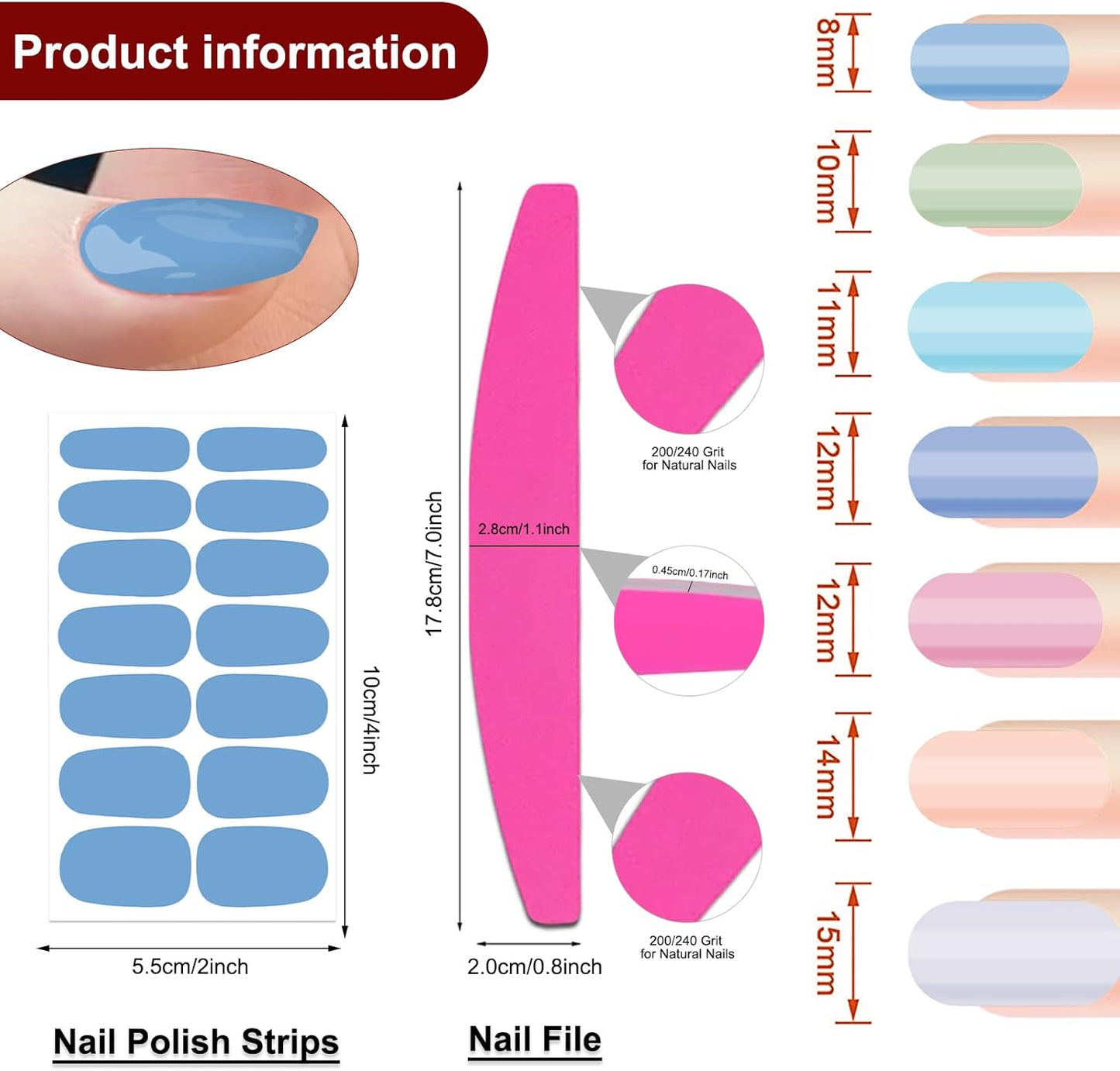 SILPECWEE Nail Stickers Full Nail Wraps (20 Sheets, Light Color), Self Adhesive Nail Polish Strips, Gel Strips Manicure Design, Fingernail Sticker Nails for Women with File