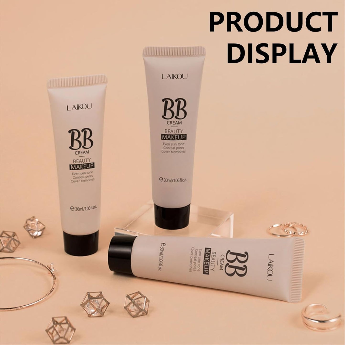 KWOLYKIM 2PCS Hydrating Makeup BB Cream, Tinted Moisturizer Face Makeup BB Cream Foundation Waterproof Concealer Brighten Color Correcting Cream Nude Makeup Long Lasting for All Skin(Deep)