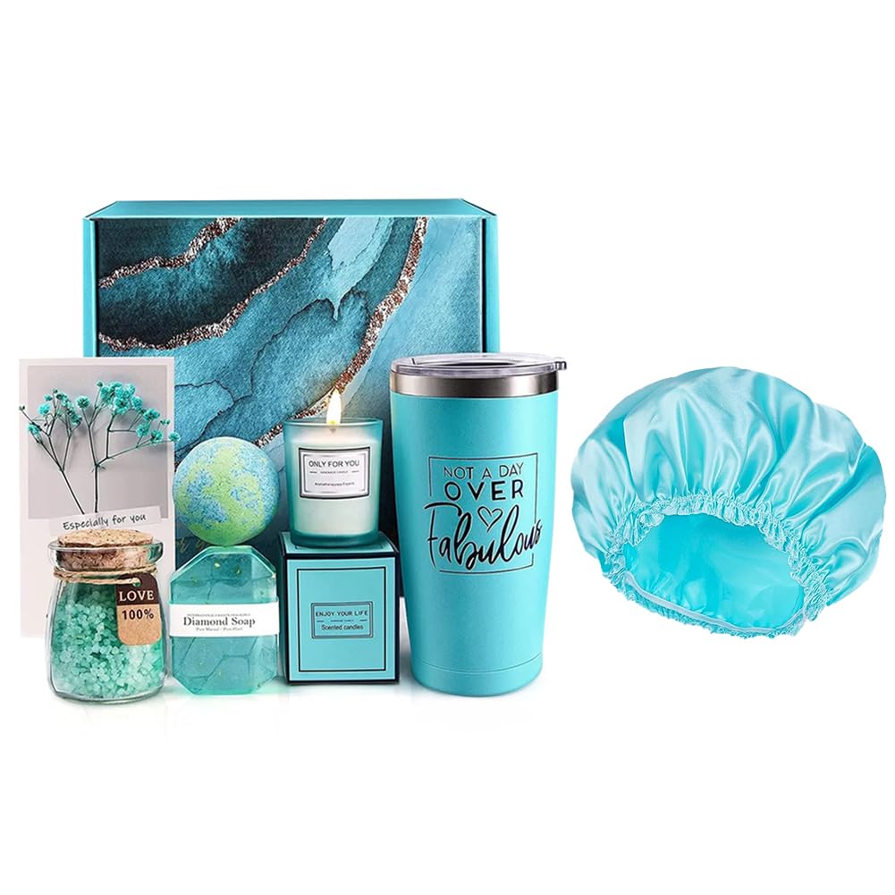 Birthday Gifts for Women,Relaxing Spa Gift Basket Set, Unique Gifts for Her,Friends,Mom,Sister,Coworker,Wife,Girlfriend, Happy Birthday Gift Ideas,Mothers Day,Christmas Gifts for Women (BLUE)