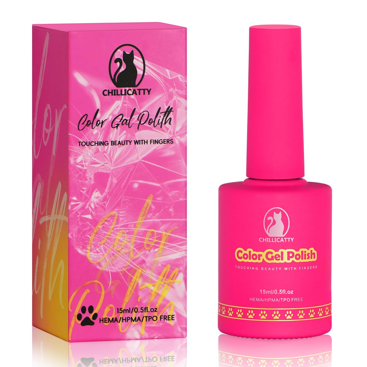 Reflective Glitter Gel Nail Polish, HEMA HPMA TPO Free, Yellow Flash Diamond Shimmer, Need UV Lamp Long Lasting Salon Perfect Gel Nail 15ML for Women (Dia-002)