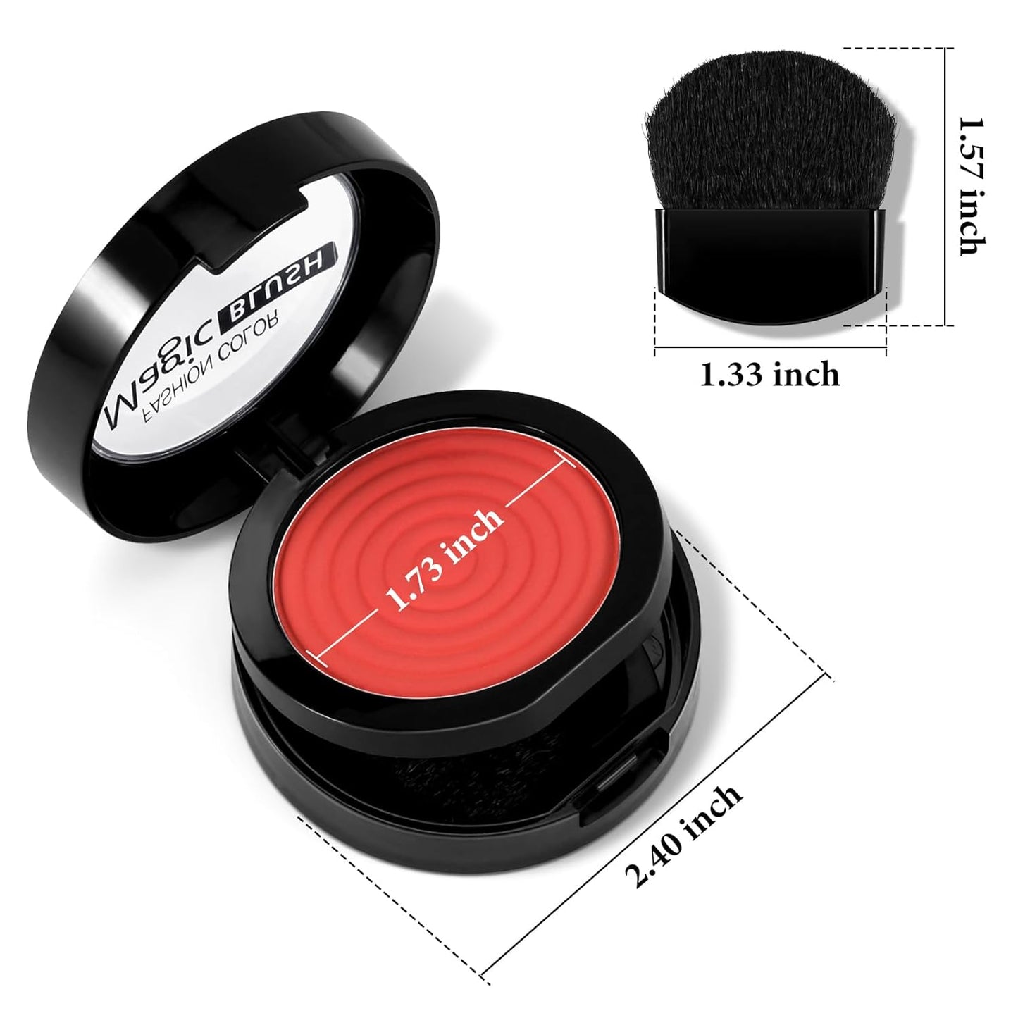 Boobeen Soft Blend Powder Blush for Cheeks, Buildable Color Matte Smooth Blush Palette Compact Blush Powder Makeup, Long-lasting Flush Color, with Mirror and Brush