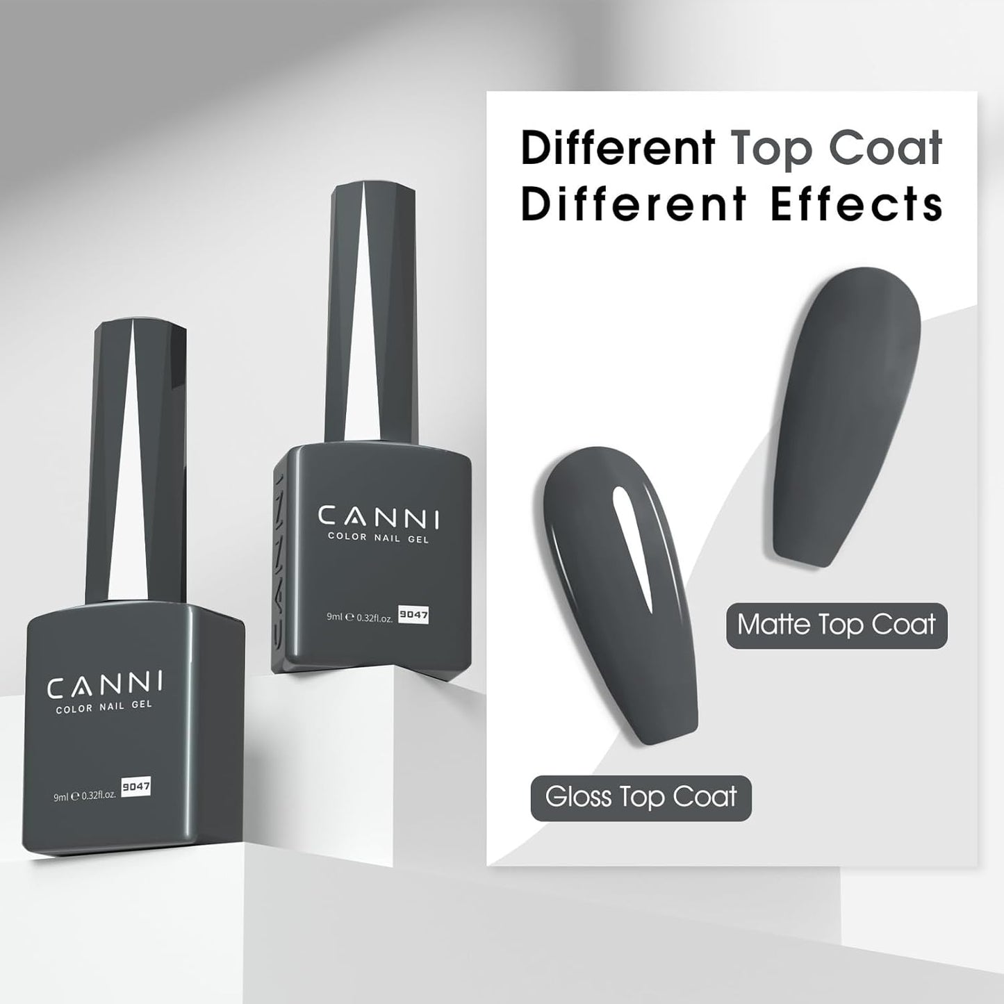 CANNI Gray Gel Nail Polish, 1Pcs Grey Nail Polish Gray Color High Gloss Soak Off U V Gel Nail French Nail Manicure Salon DIY