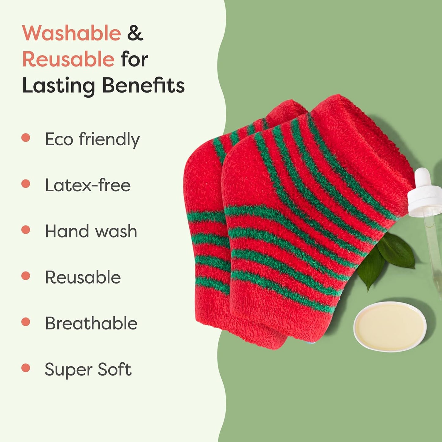 ZenToes Moisturizing Socks for Cracked Heel Treatment - Vitamin E, Olive Oil and Jojoba Oil Infused Heel Socks to Soften and Hydrate (Holiday Stripes, Regular)