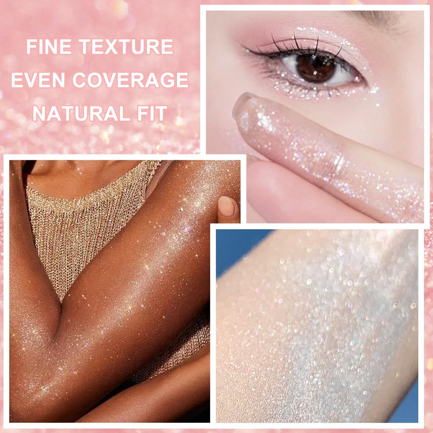 Hair and Body Glitter Spray, Holographic Glitter Highlighter Powder, Hairspray for Clothes, Face Body Shiny Glitter, Loose Shimmer Hairspray Festival Rave Prom Accessories, 2.11 Fl Oz (Rainy-Rainbow)