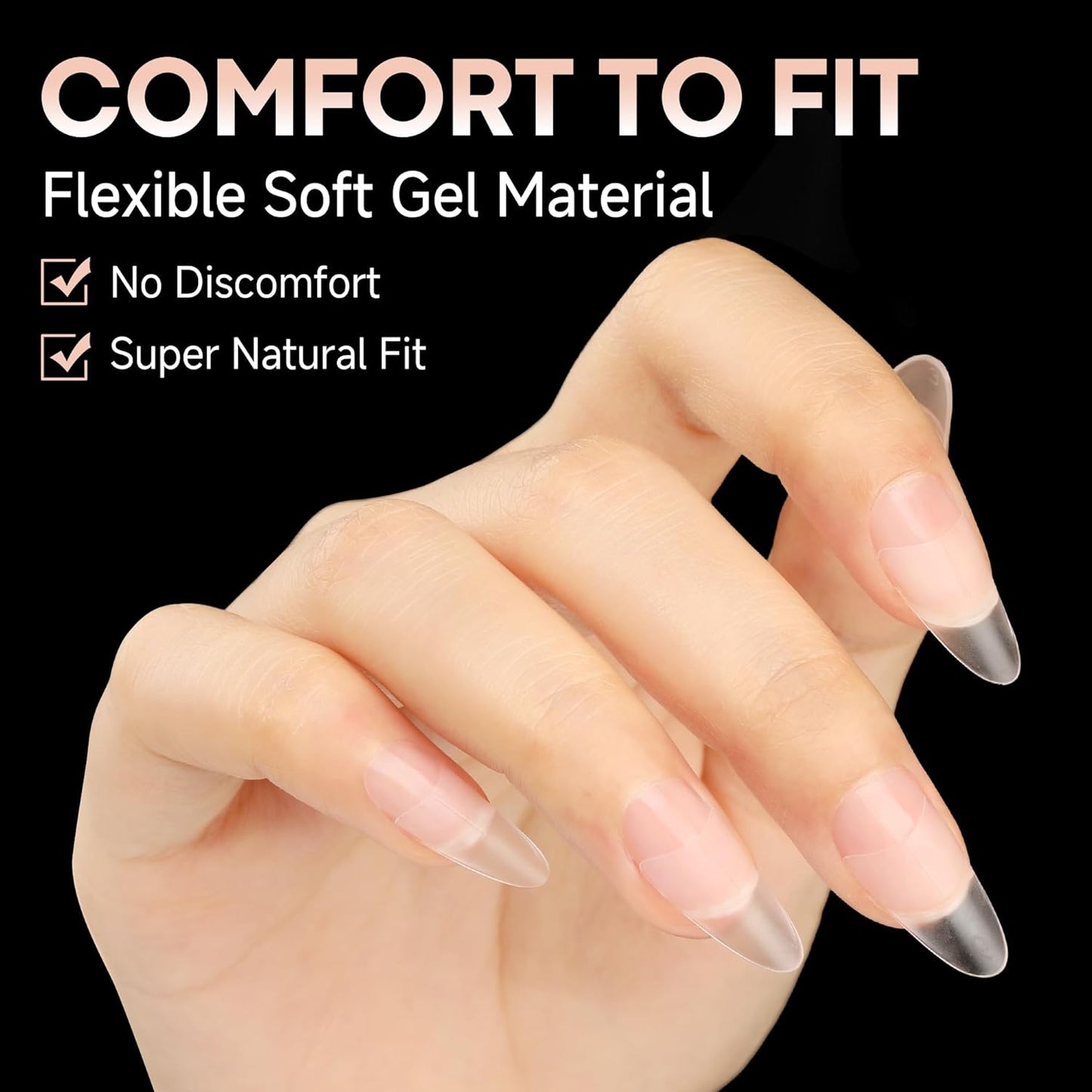 UNA GELLA Medium Almond Gel Nail Tips: Full Matte Almond Shape Nail Tips Half Cover 216pcs Medium Almonds Press On Nails DIY Salon for Fake Acrylic False Nails 12 Sizes, Saving Design Gelly Tips