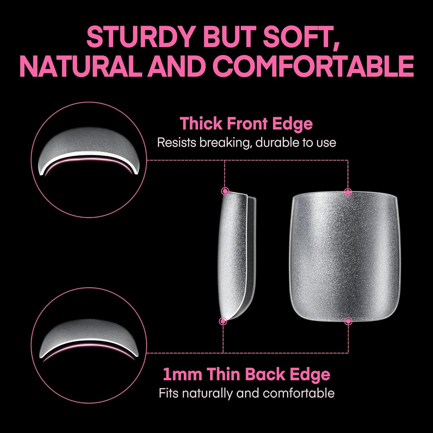 UNA GELLA Square Toe Nail Tips For Big Toe, 504Pcs 15Sizes Soft Gel Full Cover Toe Nail Tip Pre-buff Fake Acrylic Toe Nail Press Ons Soak Off Pedicure For Nail Extensions Home DIY Nail Salon