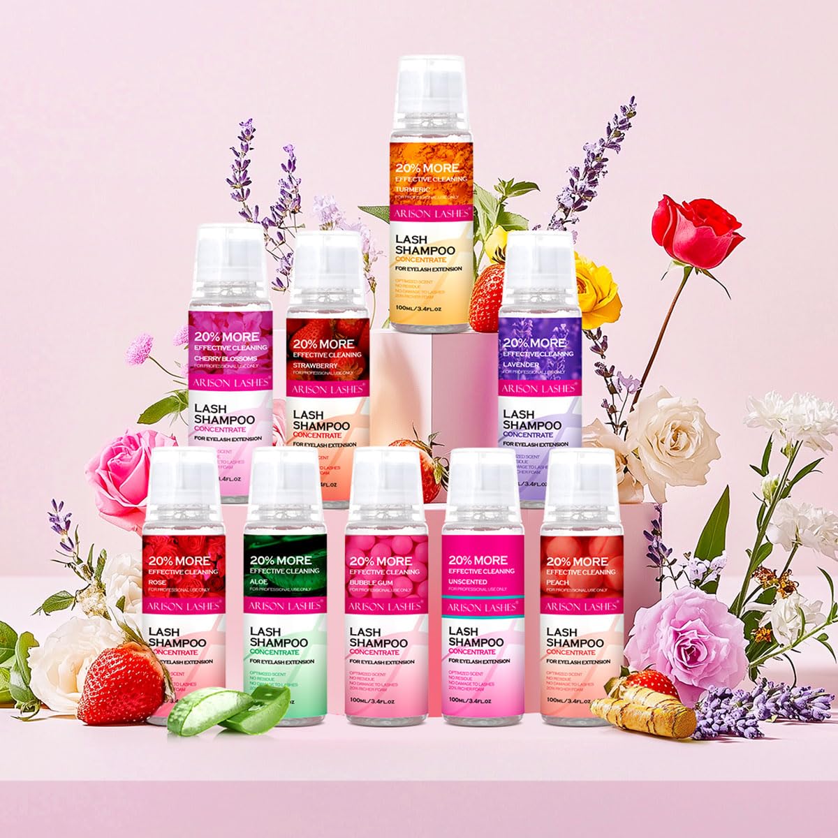 ARISON LASHES Lash Shampoo Concentrate for Lash Extensions 100ML Eyelash Cleanser Concentrate Oil-Free Eyelash Extension Shampoo with Salon Home Care(Lavender)