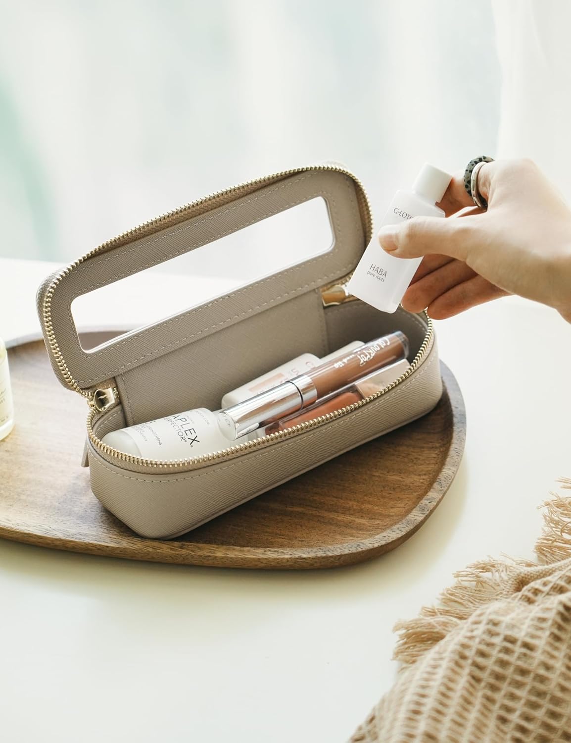 Popvibe Clear Makeup Bag Travel Cosmetic Case Transparent Toiletry Bag with Zipper, Portable Make Up Organizer Traveling Compact Car Bag for Essentials