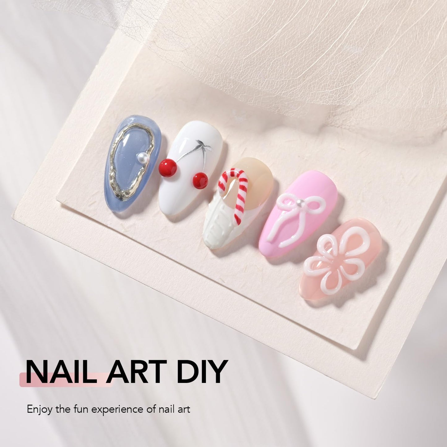 GAOY White 3D Nail Gel, 15g Sculpting Gel for 3D Nail Art Designs Carving, Molding, Painting, No Wipe Gel for Gems & Charms Decoration, Salon DIY Use