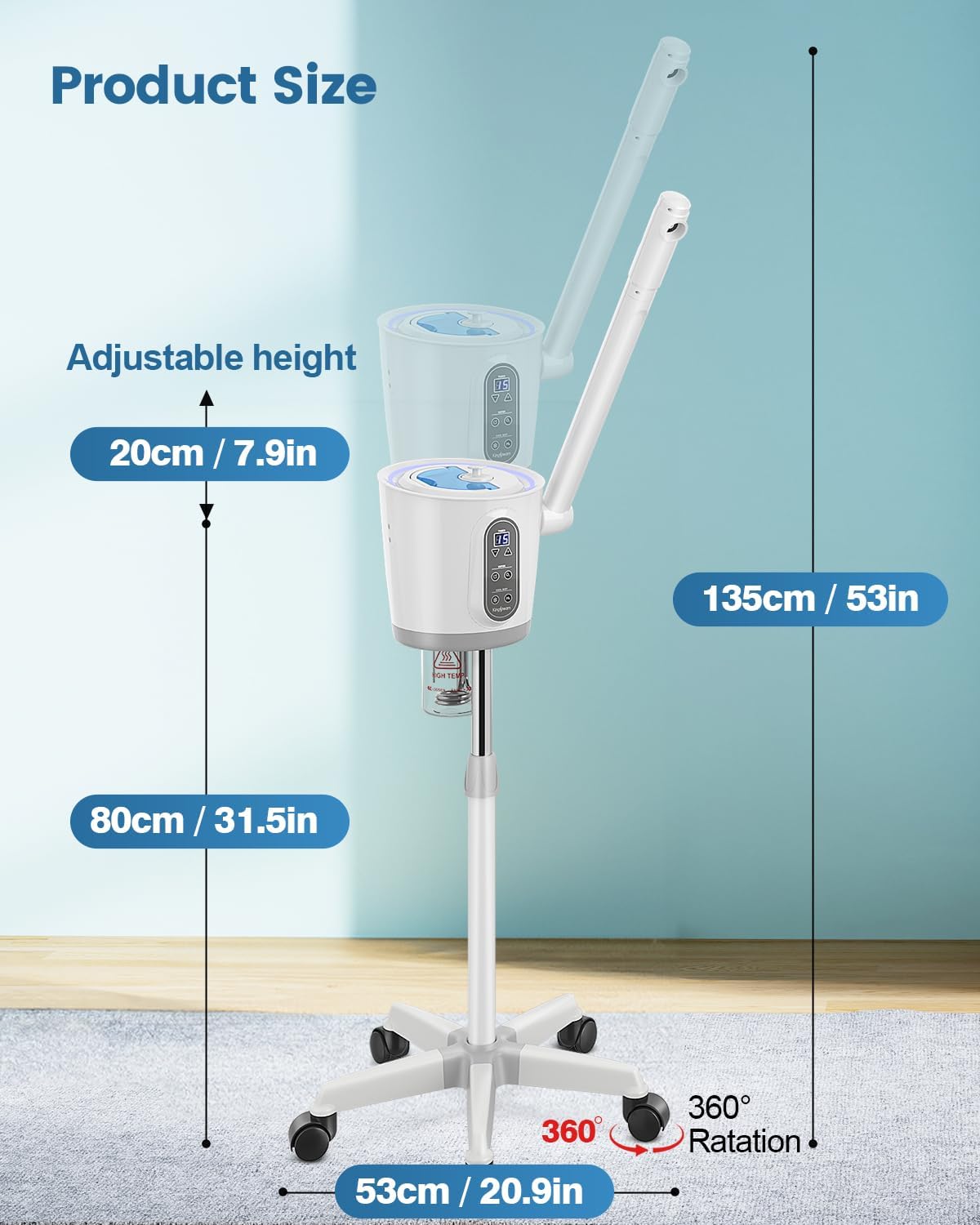 Kingsteam Professional Facial Steamer with Ozone - Ionic Nano Hot Mist Steamer with Large Capacity and 30 Min Timer for Estheticians, Beauty Salons, and Home Skin Care Use