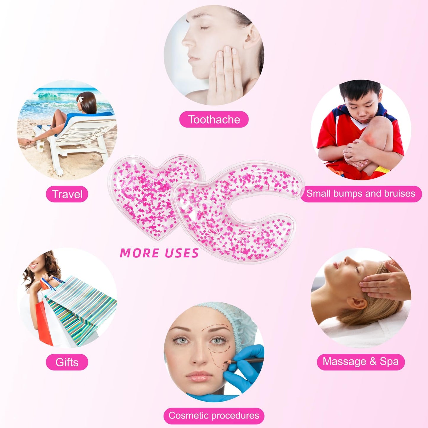 Reusable Eye Patches, Gel Eye Pads Cold Warm Eye Compress and Cooling Under Eye Patches for Reduce Puffiness Circles Wrinkle Redness Cooling Eye Mask Ice Packs Pain Relief Relax