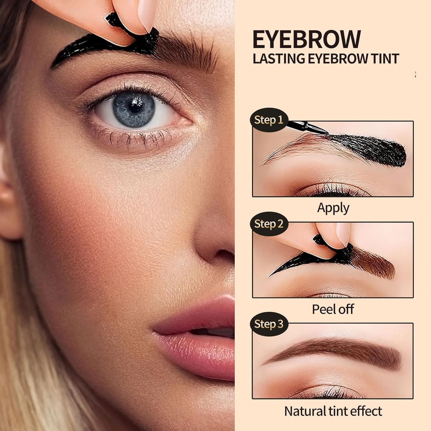 Tattoo Eyebrow Gel Easy Peel Off, Peel Off Eyebrow Tint, Easy Peel off Eyebrow Gel, Peel Off Eyebrow Tint, Waterproof & Sweatproof for All Skin Types (#1 Light Brown +#3 Dark Brown)