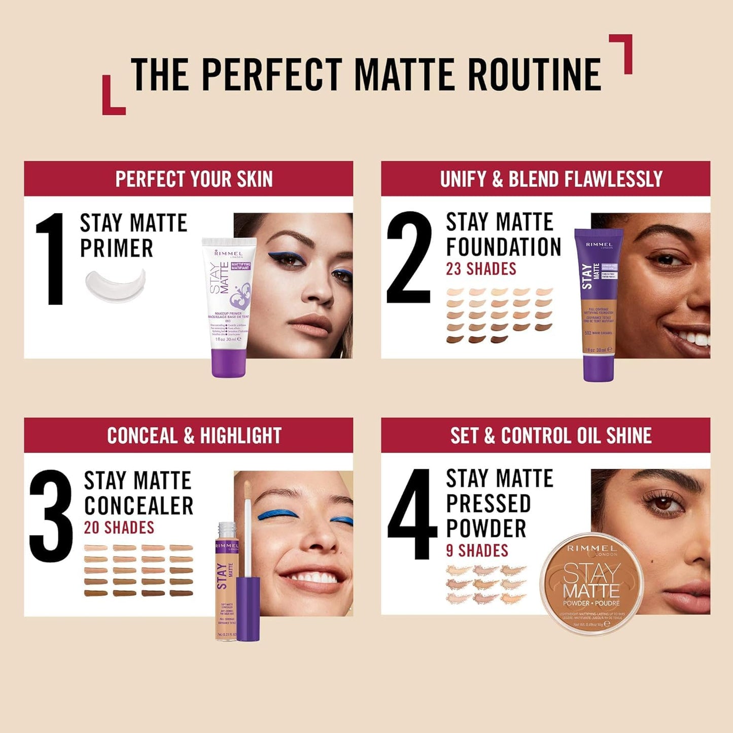Rimmel London Stay Matte - 161 Nude - Concealer, 24-Hour Wear, Shine Control, Fights Free Radicals, 0.23oz