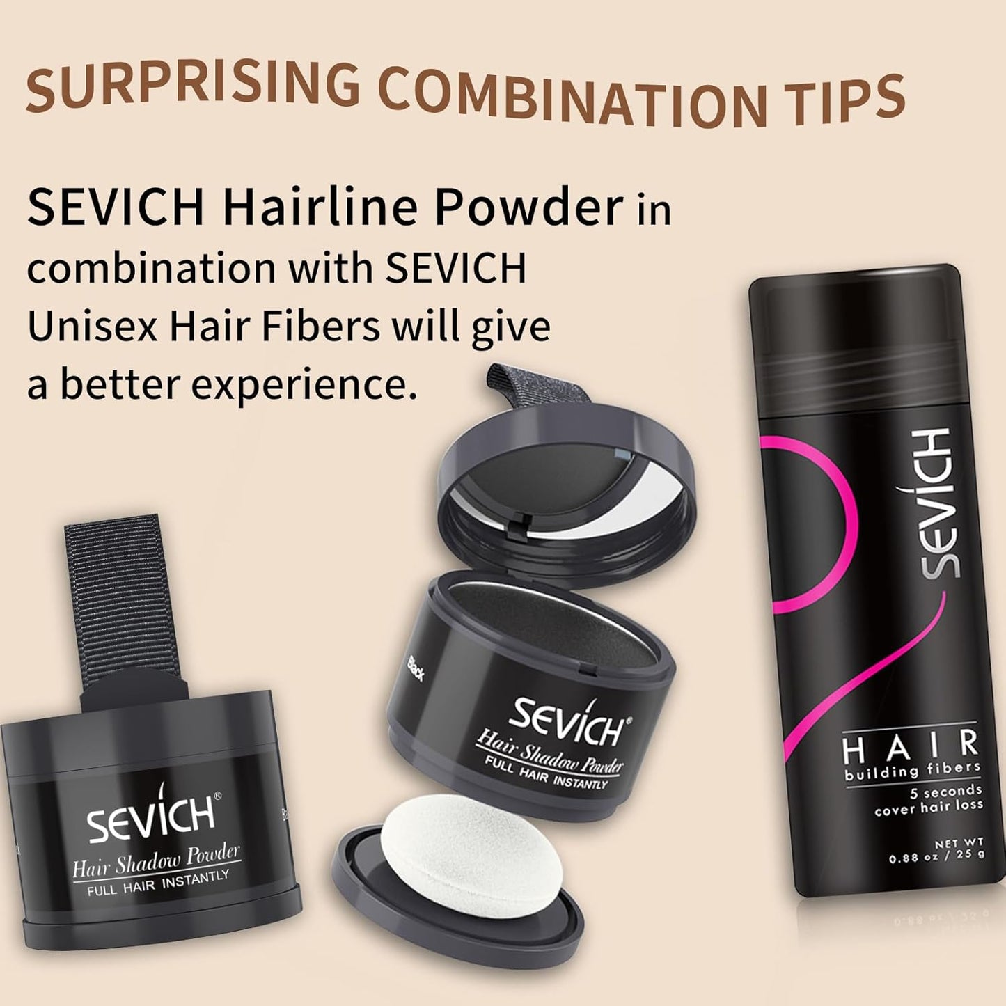 Instantly Hairline Shadow - SEVICH Powder for Grey Hair Root Touch Up, Thinning Hairline & Eyebrows/Beard Line, Windproof & Sweatproof, Brown