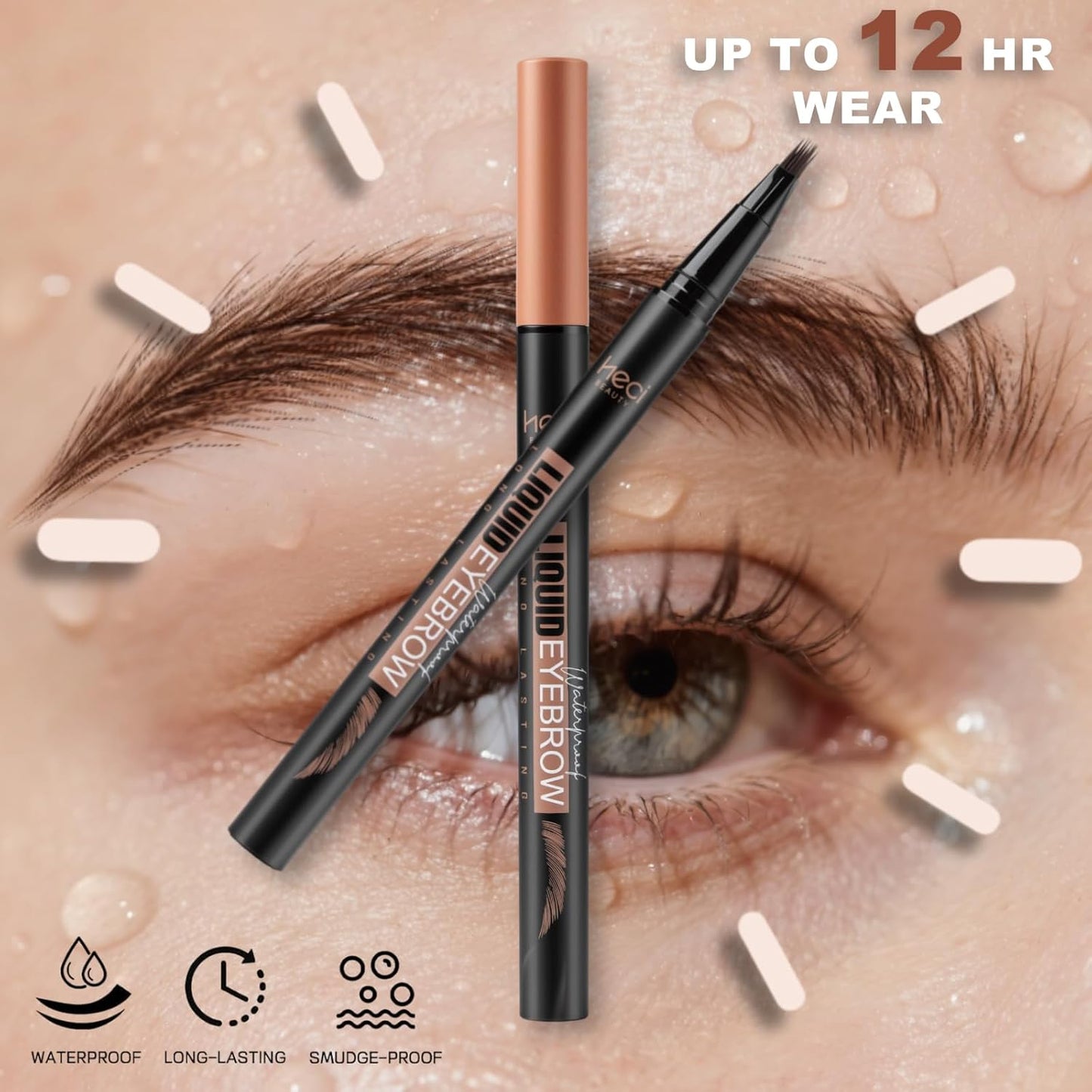 Eyebrow Pen,Angled Brow Brush,Eyebrow Pencils for Women,Natural Brow Pen,Hair-Like Strokes, 24hrs Long-Lasting,Waterproof, Smudge-Proof, Easy to Use,Multiple Uses,Gifts for Her, Dark Brown