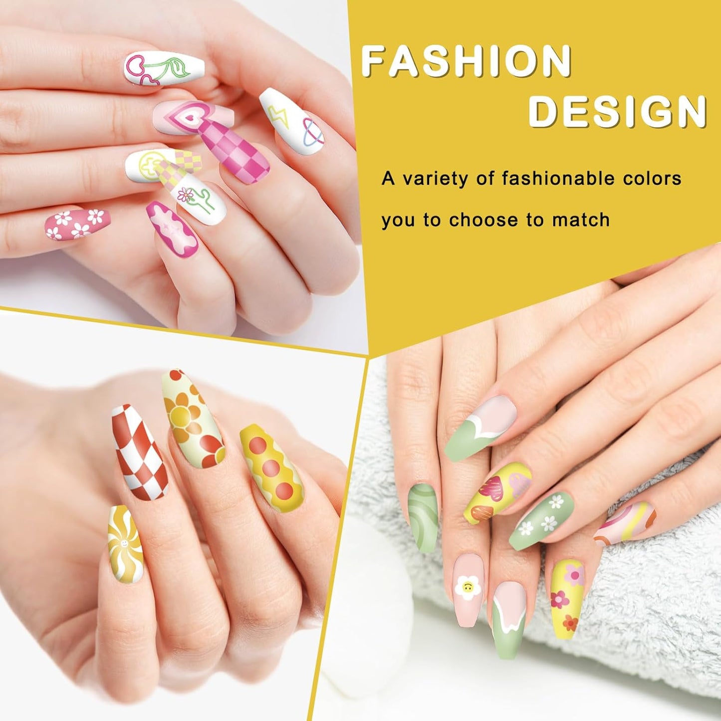 Whaline 6Pcs Preppy Nail Plates Stamping Set Heart Flower Butterfly Star Smiling Stamp Templates Groovy Nail Art Plates for DIY Print Manicure Salon Design Gift