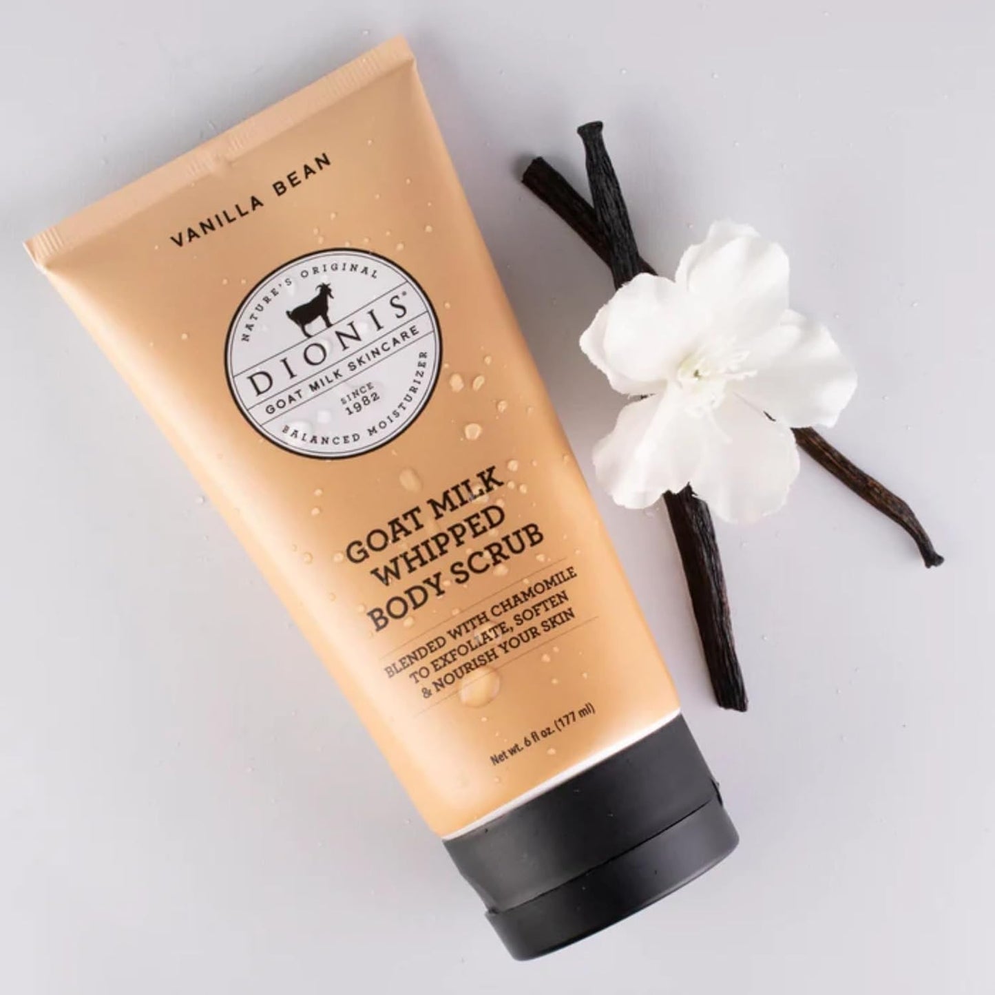 Dionis - Goat Milk Skincare Vanilla Bean Scented Sugar Scrub & Lotion Set (6 oz and 8.5 oz) - Made in the USA - Cruelty-free and Paraben-free