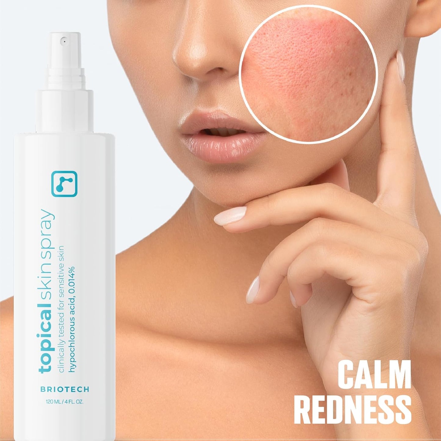 BRIOTECH Topical Skin Spray, Hypochlorous Acid Spray for Sensitive Skin, HOCl Facial Mist, Full Body Support Against Irritation, Calm Redness, Soothe Foot & Scalp, 4 oz (2 Pack)