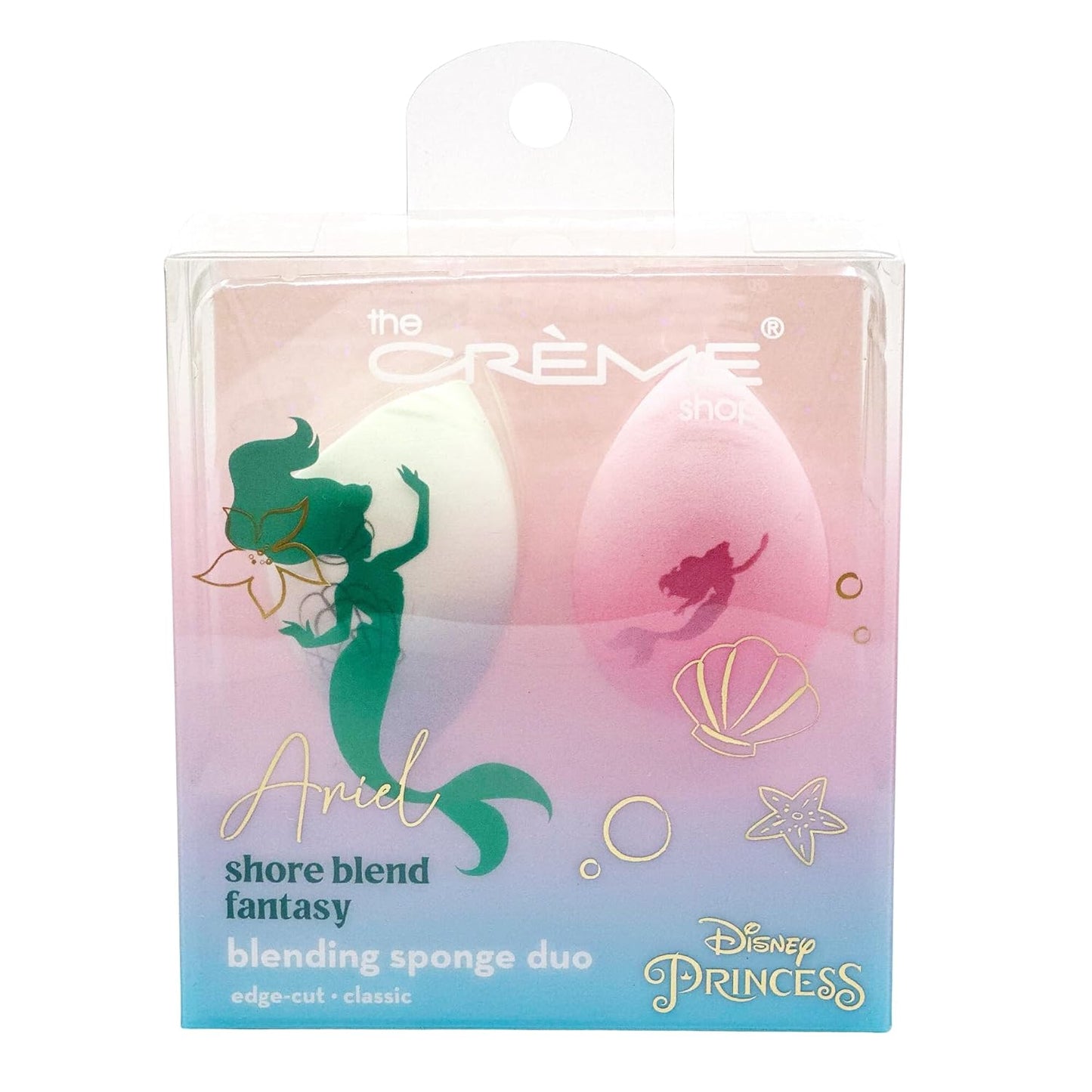 The Crème Shop x Disney Ariel: Shore Blend Fantasy Blending Sponge Duo, Makeup Sponges for Foundation, Makeup Sponge Set, Edge & Classic Beauty Blender Sponge (Set of 2)
