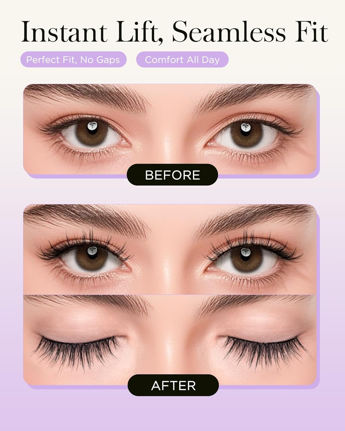 BEYELIAN Magnetic Eyelashes Natural Look Soft Magnetic Lashes with Applicator Reusable No Glue Needed False Eyelashes Easy to Wear and Remove (1 Pair,SME03)