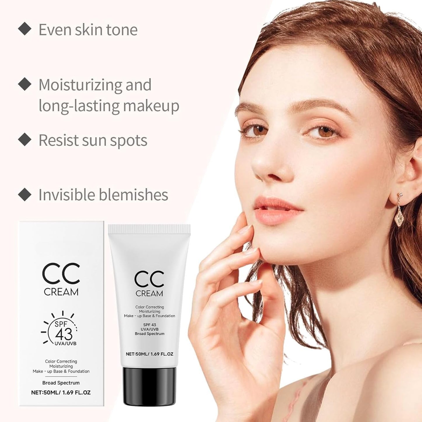Cc Cream For Older Women,CC Cream Skin Tone Adjusting for Mature Skin, Anti-Aging Sunscreen Foundatio with Moisturizer, Full Coverage, Lightweight