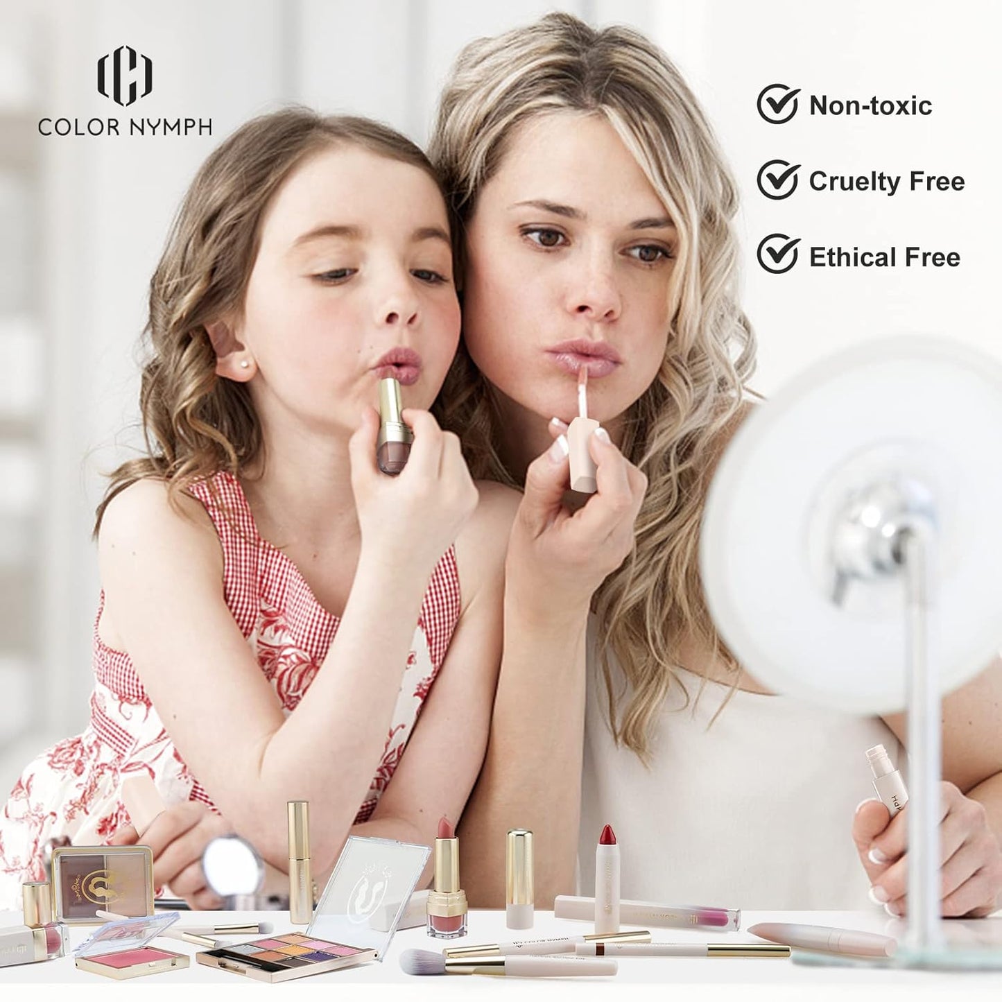 Color Nymph Beginner Makeup Set for Teens, Full Kit Girls Makeup Kits with Exquisite Purple Box Teen Girls Makeup Kit Non-Toxic Includes Eyeshadow Palettes Mascara Lipstick Makeup Set Brushes Kit etc