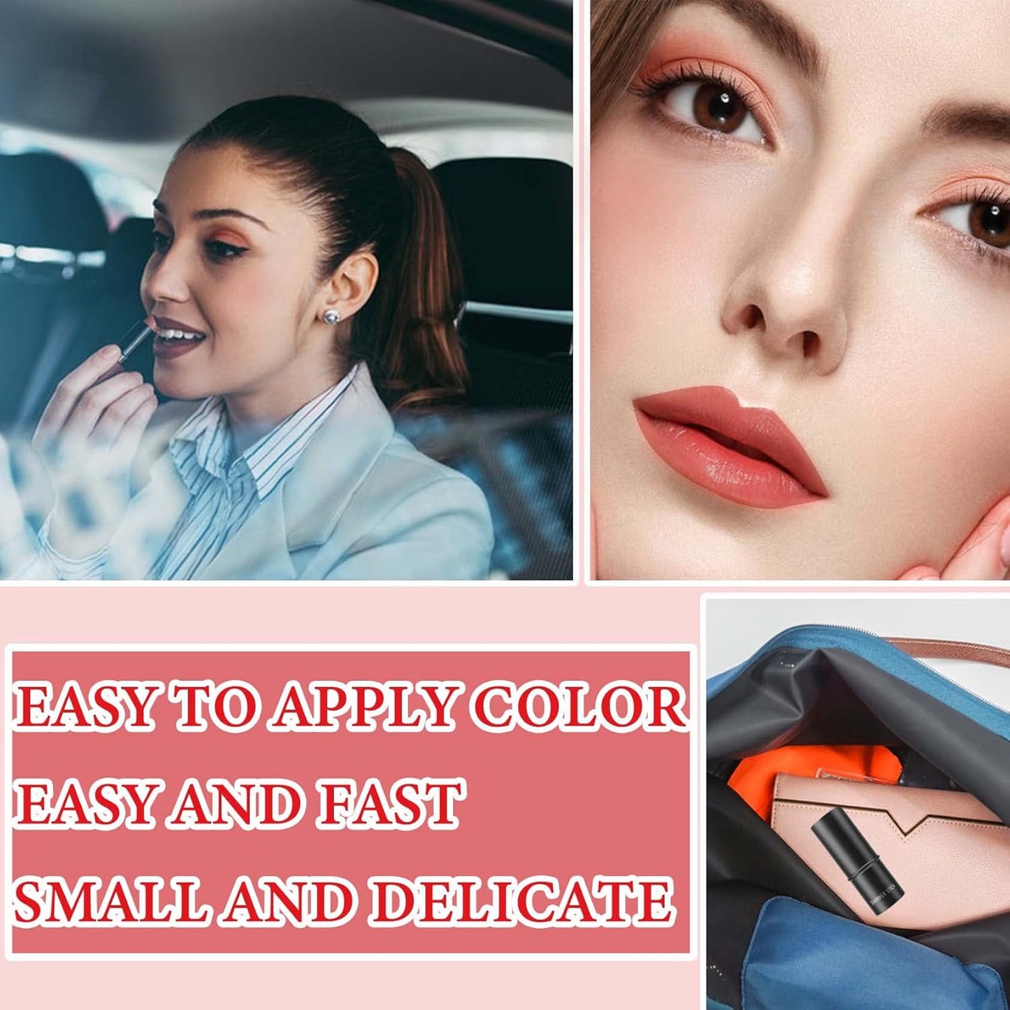 Cream Contour Blush Stick,Long Lasting Waterproof Blush Stick for Cheeks&Lips Multipurpose Face Highlighting Concealing Cream,Shimmer Contour Stick Makeup for Women(Rose Red)