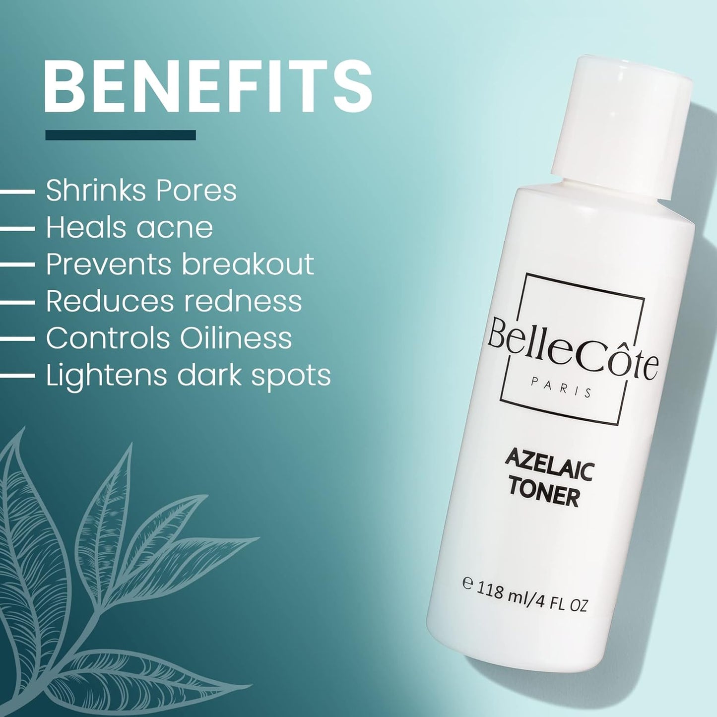 Skin Care Acne Treatment Toner - 10% Azelaic Acid, 2% Salicylic Acid, Tea Tree Oil Clean and Clear Acne Serum, Rosacea Treatment for Face, Reduces Blackhead | 4oz