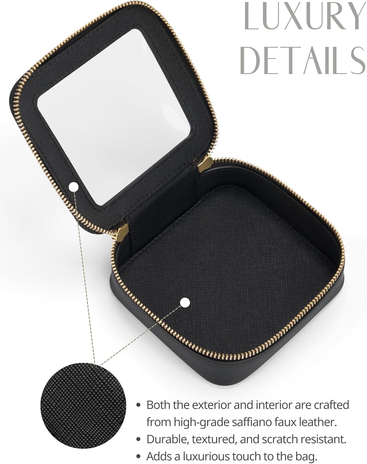 Popvibe Clear Makeup Bag Travel Cosmetic Case Transparent Toiletry Bag with Zipper, Portable Make Up Organizer Traveling Compact Car Bag for Essentials