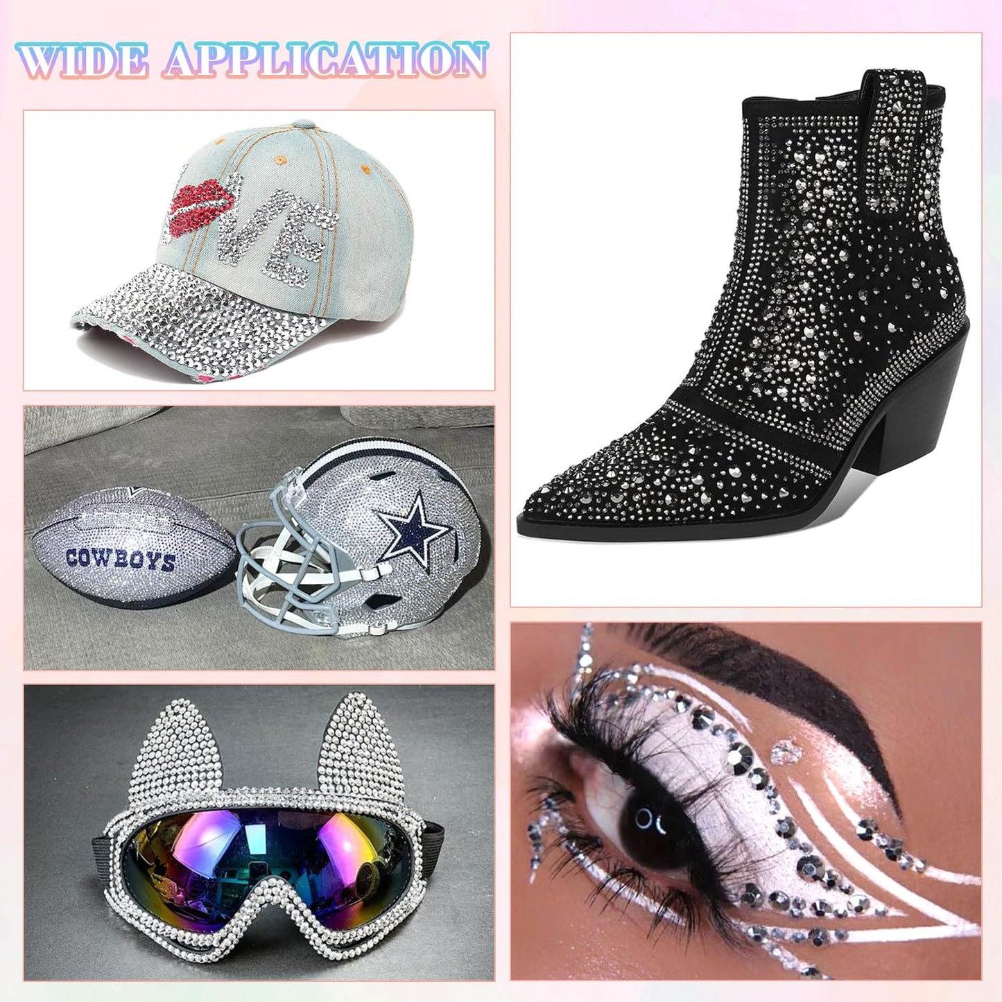 25000Pcs Resin Rhinestones with B7000 Jewelry Glue for Crafting, Silver 2-6mm Non Hotfix Flatback Gems, Bedazzling Crystal for DIY Crafts Clothing Tumblers Mugs Shoes Fabric Decor Nail Art