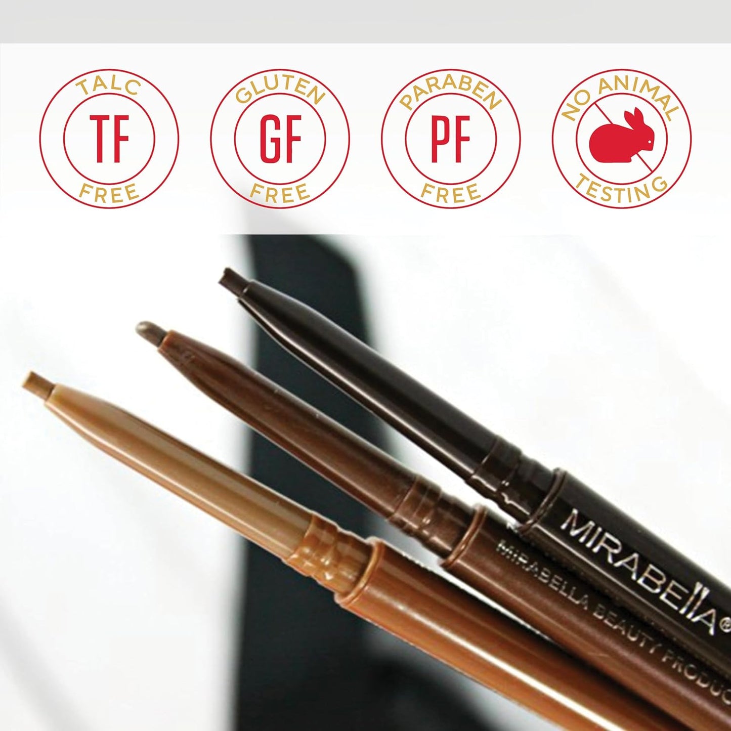 Mirabella Ultra Fine Brow Pencil, Anti-Chip Waterproof Eyebrow Pencil - Smudgeproof, Blendable & Retractable Eyebrow Pencil to Define and Fill In Brows Naturally - Light
