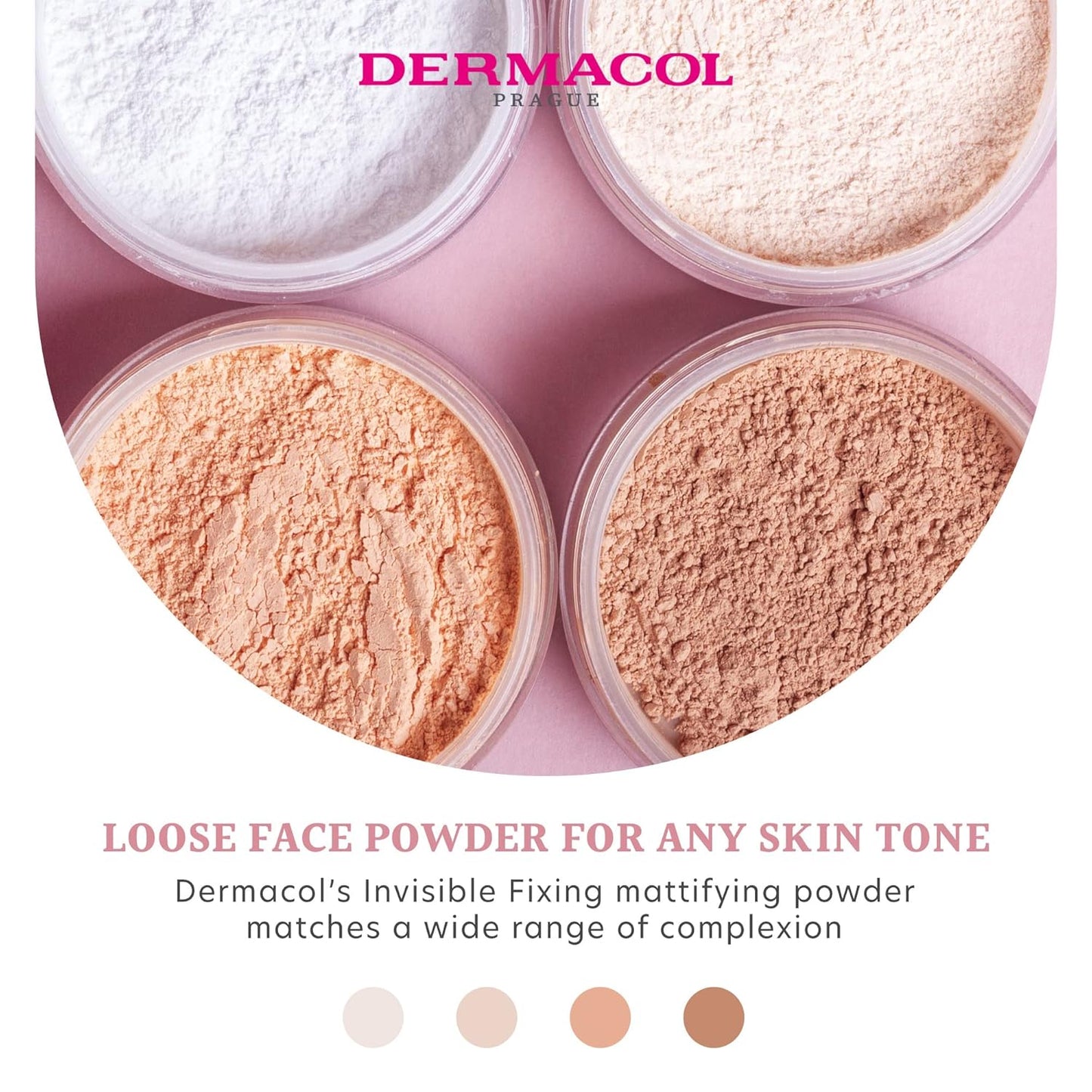 Dermacol - Invisible Fixing Face Powder, Touch-proof Translucent Setting Powder for Oily Skin & Other Skin Types, Loose Powder Makeup, Frangrance-Free Matte Powder with Powder Puff, Natural, 13.5 g