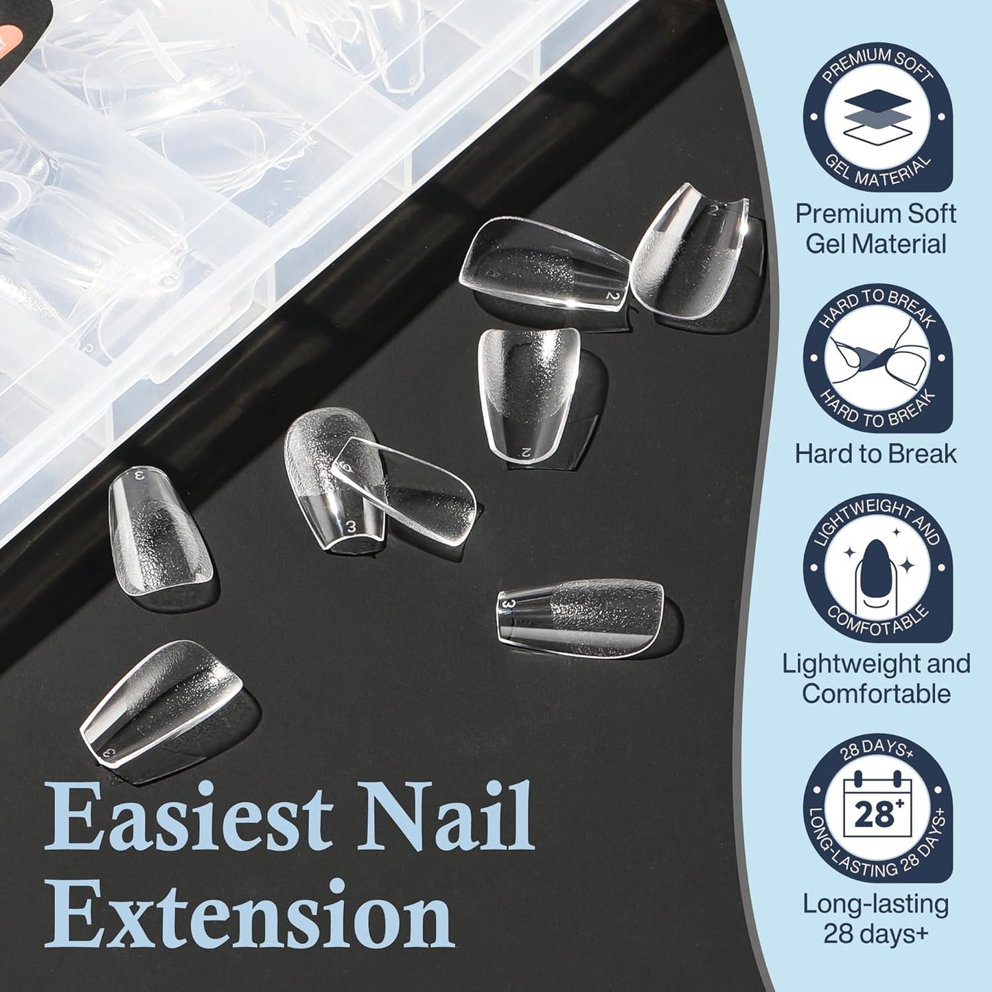 Short Coffin Fake Nails, 240pcs Soft Gel Pre-Filed Acrylic Short Ballerina Nail Tips, Half Matte Full Cover Clear Press on Flase Nail Tips for Nail Extension Home DIY 12 Sizes Gelly Tips