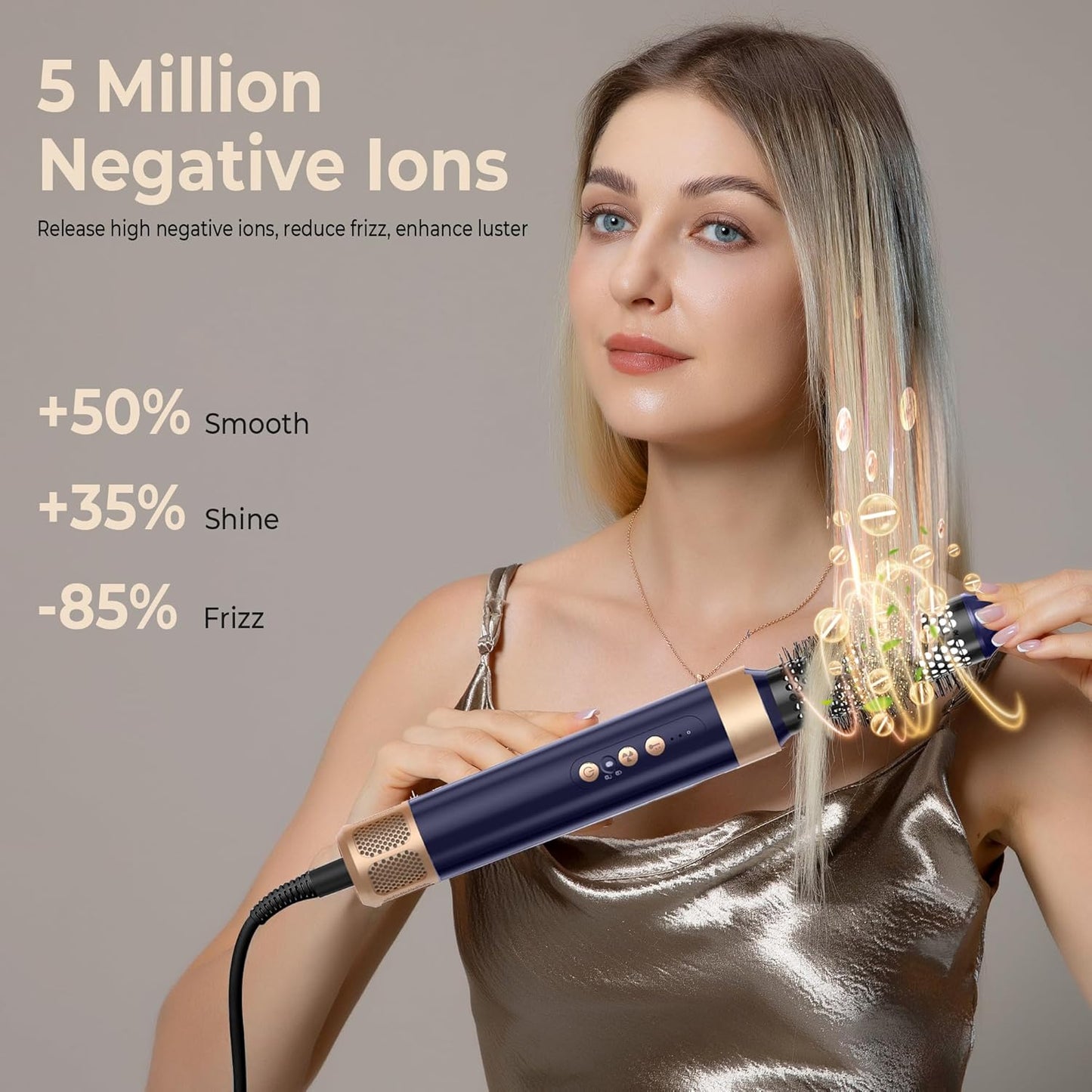 7 in ONE Hair Dryer Brush, Powerful Blow Dryer Brush with Auto- Wrap Curler, Detachable Fast Drying, Volumizing, Curling, Straightening, Ionic Hair Dryer with Diffuser, Hair Styling Tools 100-120V