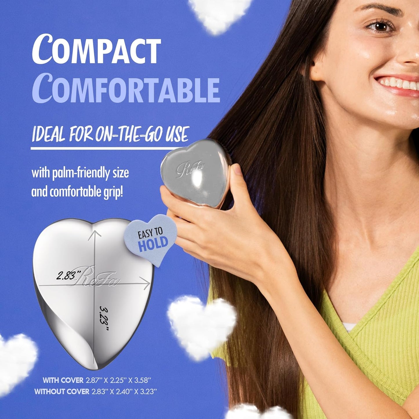 ReFa HEART BRUSH ROSE GOLD | Heart Shaped Detangling Brush for Women | Small Hair Brush for Thick Hair | Hair Detangler Hair Brush Travel Hair unbrush