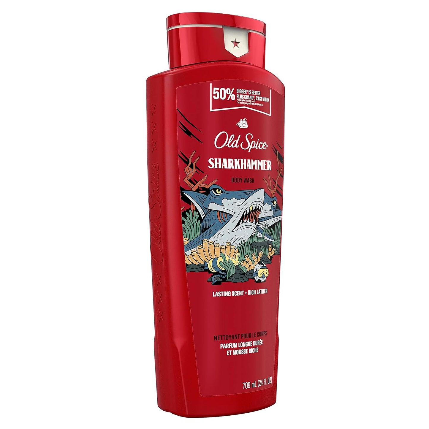 Old Spice Body Wash for Men, Sharkhammer, Long Lasting Lather, 24 fl oz (Pack of 4)