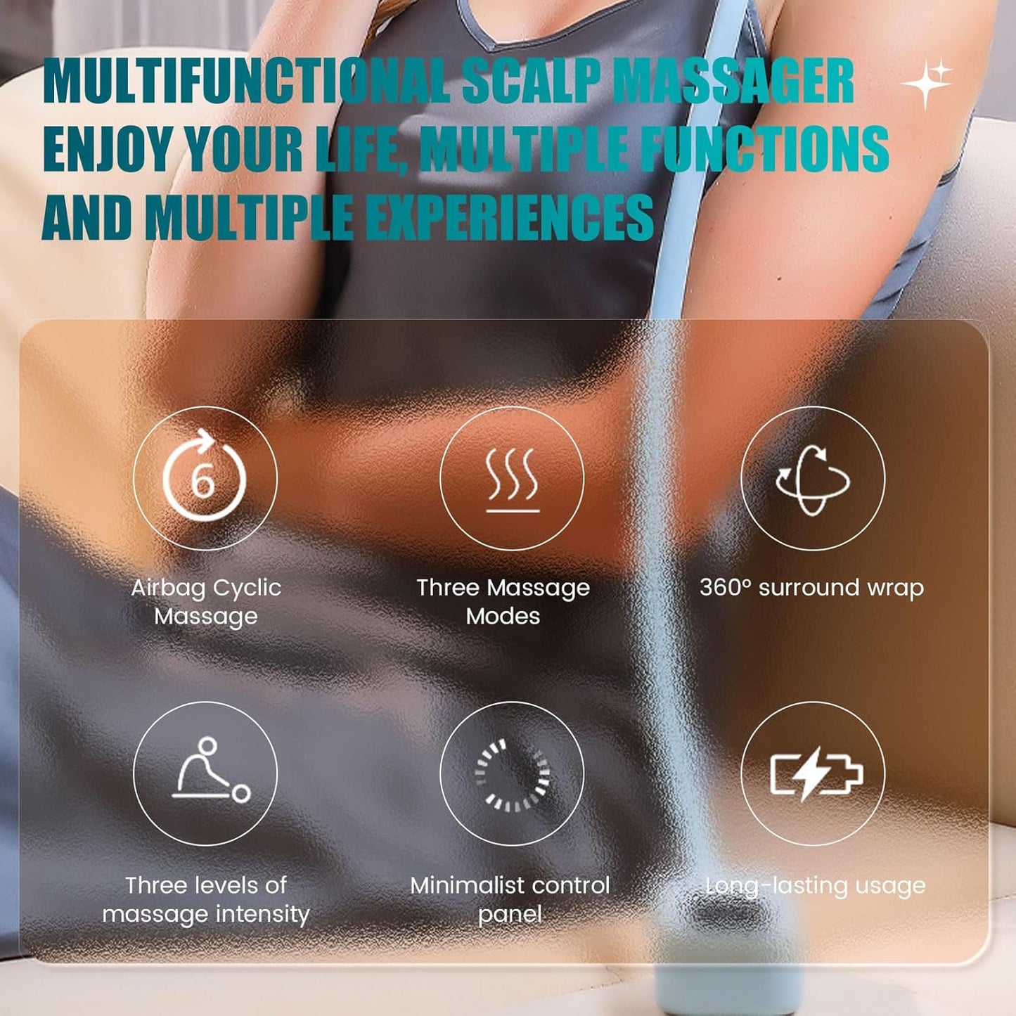 Head Massager Scalp,Rechargeable Massager for Head,Portable Electric Percussion for Deep Relaxation & Stress Relief,Great Gift for Mom and Grandma