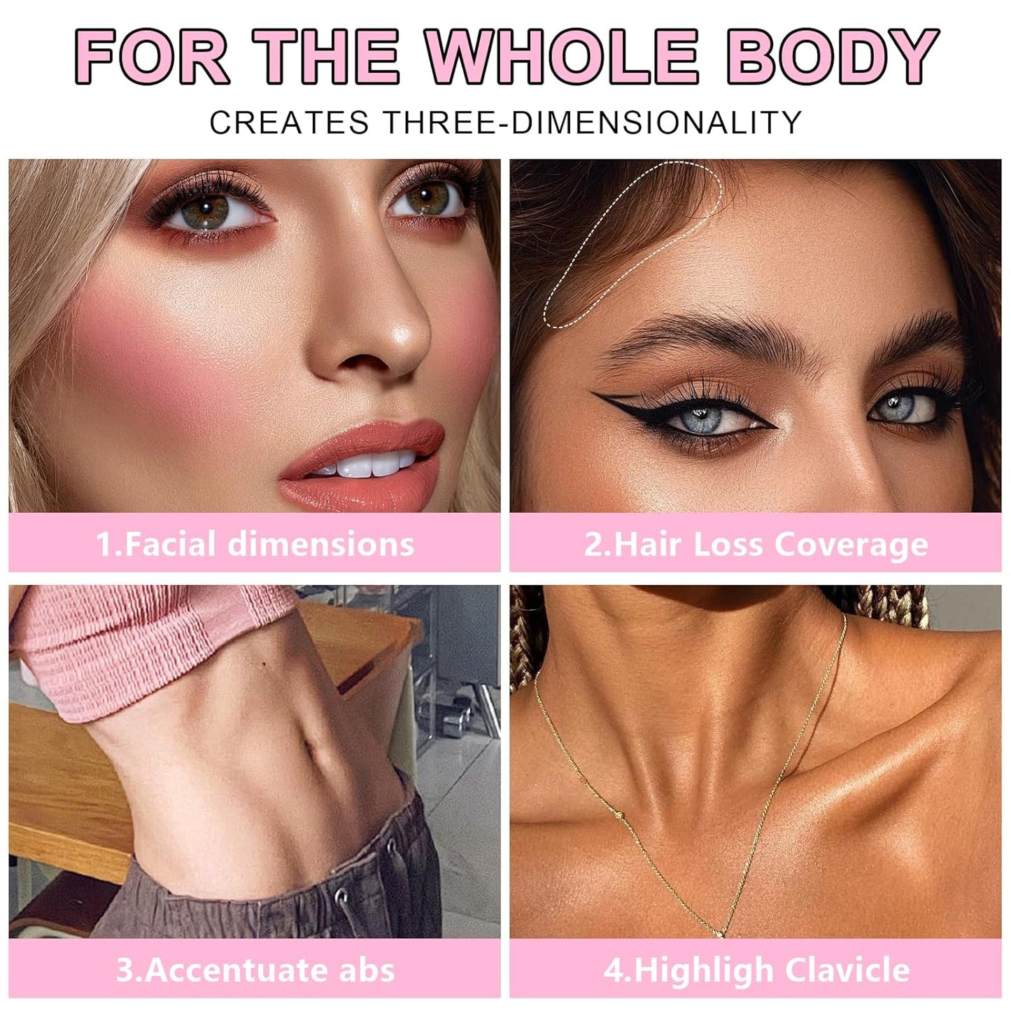 6 Colors Cream Contour Stick Makeup Kit, Shades with Highlighter Stick, Blush Stick and Double-End Bronzer Stick for Sculpt the Cheeks, Waterproof,Dewy & Matte Finish for Beginners (6 COLORS SET B)