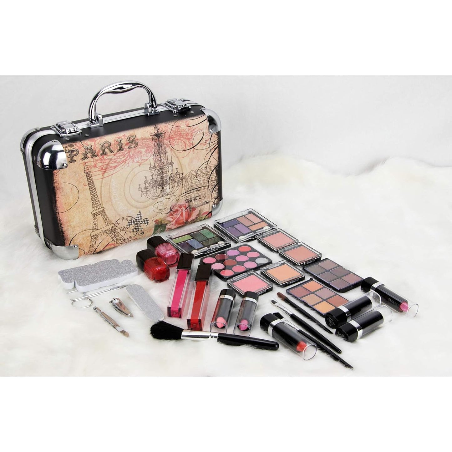 61pcs Makeup Gift Set With Extendable Trays and Mirror - Vmk1506, Paris Theme, 1 count