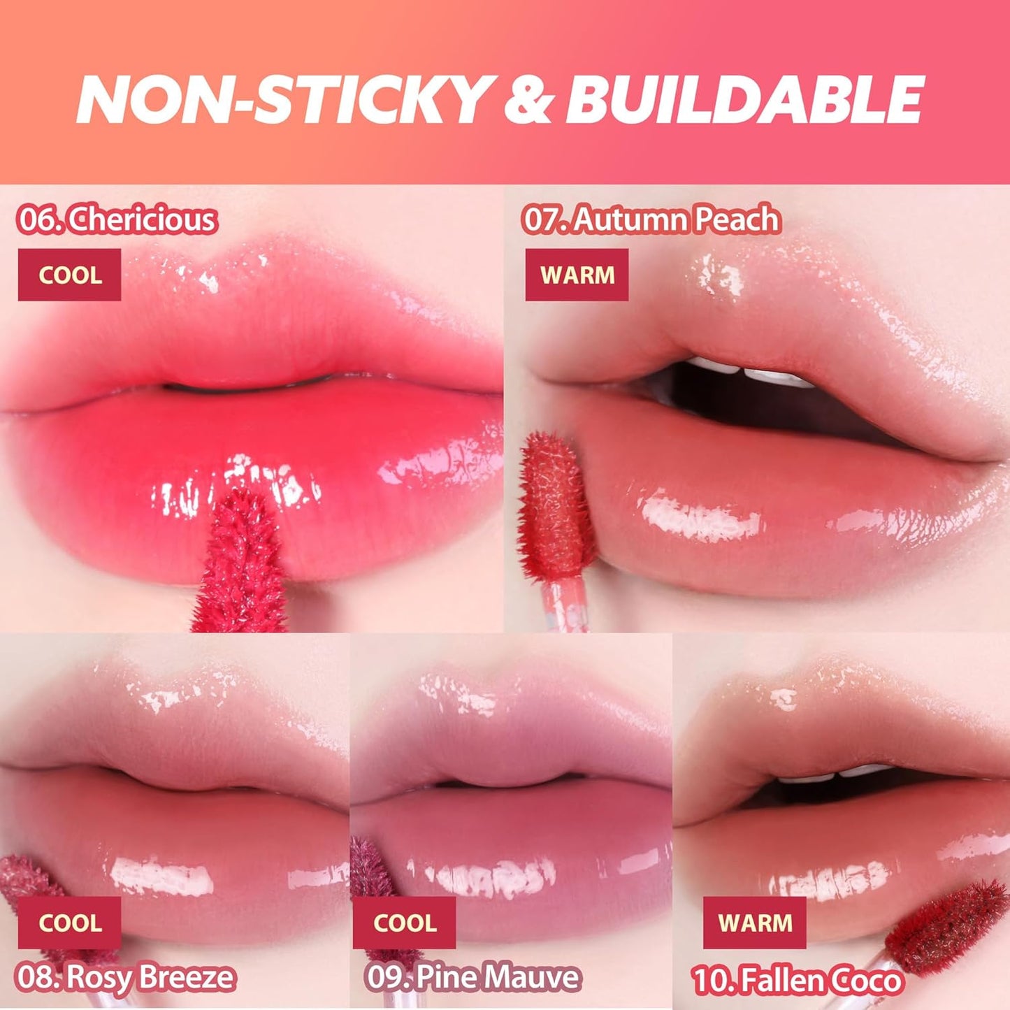 MILKTOUCH Jelly Lip Glow Tint - Hydrating Lip Gloss with Long-Lasting Moisture, Lip Stain, Lightweight, Radiant Shine, Perfect for Daily Use, Valentines Gifts, Korean Lip Oil (01 New Peach Bear)