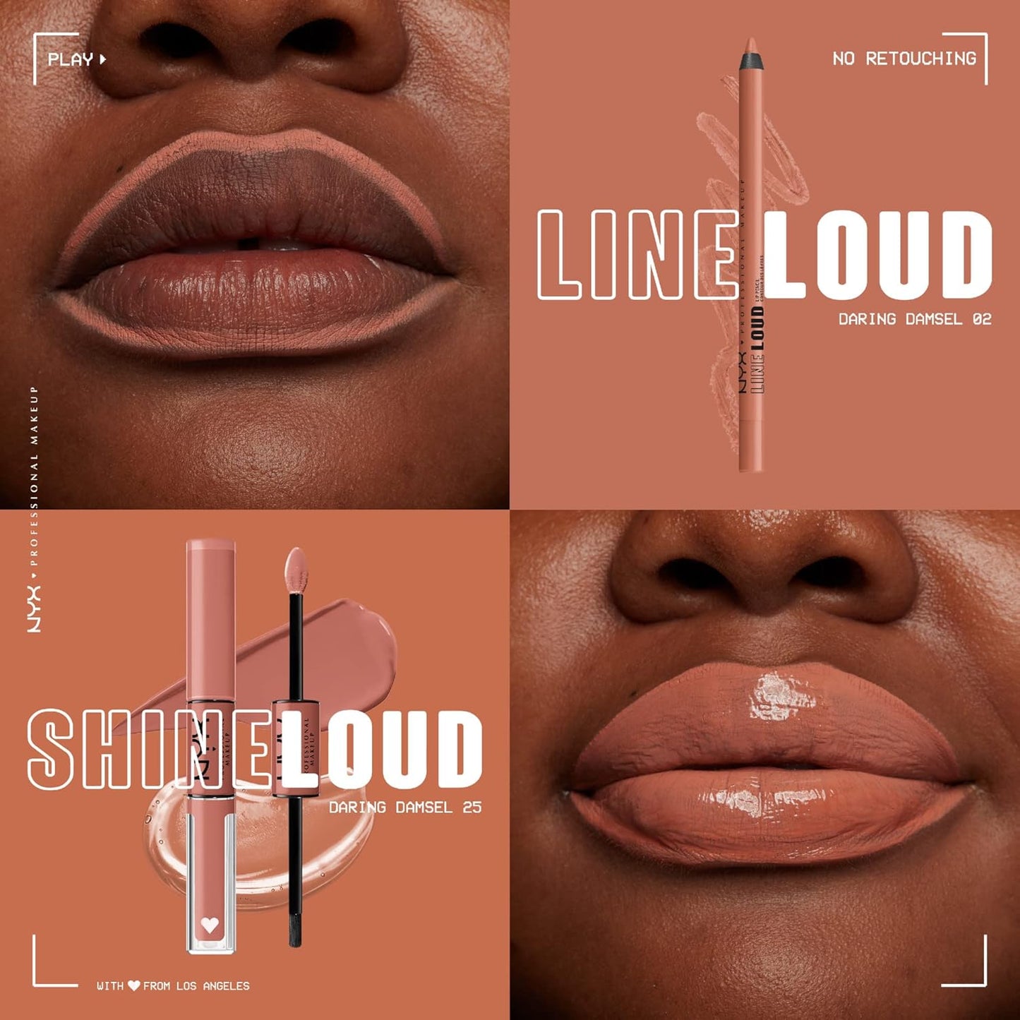 NYX PROFESSIONAL MAKEUP Line Loud Lip Liner, Longwear and Pigmented Lip Pencil with Jojoba Oil & Vitamin E - Daring Damsel (Light Warm Peach Nude)