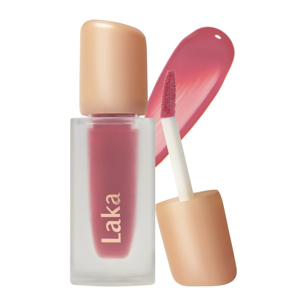 Laka Fruity Glam Tint, 4.5g/0.15 oz., Glowing Lip Stain with Wide Color Spectrum, Hydrating & Lightweight Texture, Long-Lasting Bold Stain, Non-Sticky, Vegan, K-Beauty (#111 Mellow)