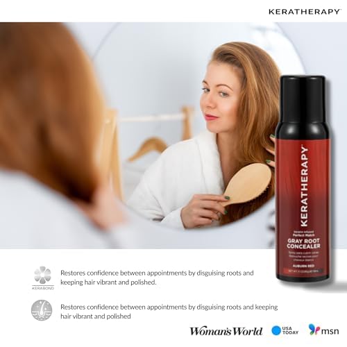 Keratherapy Keratin Infused Perfect Match Gray Root Concealer Spray, Auburn Red, 3 oz, 118 ml - Root Cover Up Spray to Hide Gray Roots - Keratin Therapy Hair Darkening & Temporary Scalp Concealer
