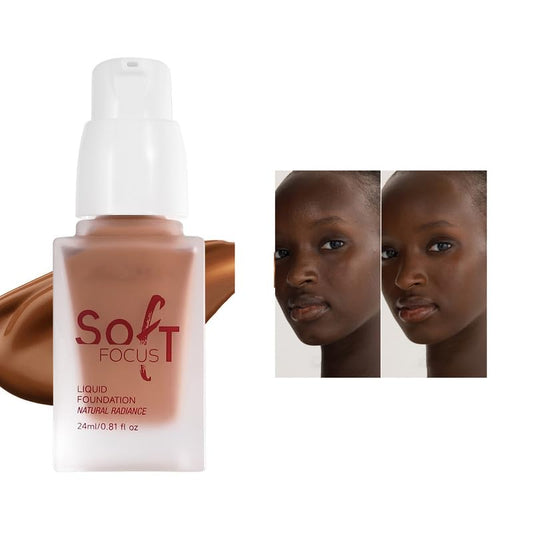 Soft Focus Deep Liquid Concealer Foundation, Lightweight Hydrating High Coverage, 24h Longwearing, No Touch-ups, Even Tone & Blurs, Waterproof Matte Finish Liquid Concealer for Women, 09