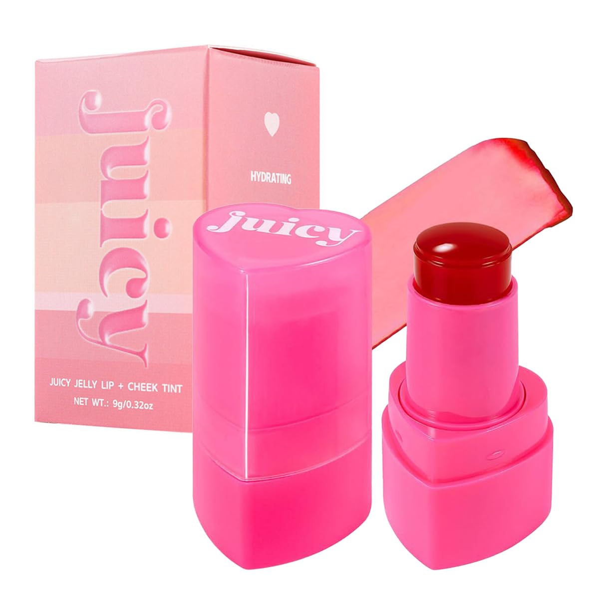 Cooling Water Jelly Tint Stick，Multi-Use Juicy Love Blush, 3-In-1cheek Blush & Eyeshadow & Lip Tinted Long-Lasting Moisture Stick，Bouncy Jelly Texture，Creates A Moist Watercolor Effect (#01, 0.32oz)