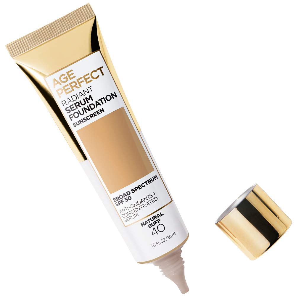 L'Oreal Paris Age Perfect Radiant Serum Foundation with SPF 50, Natural Buff, 1 Ounce