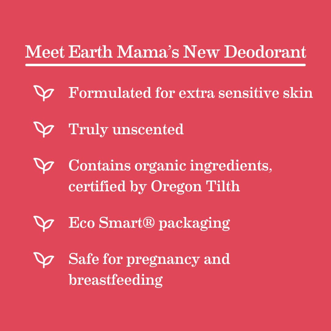 Earth Mama Simply Non-Scents Deodorant | Fragrance-free + Safe for Sensitive Skin, Pregnancy and Breastfeeding, Contains Organic Calendula and Coconut Oil, No Baking Soda or Aluminum, 2.65-Ounce